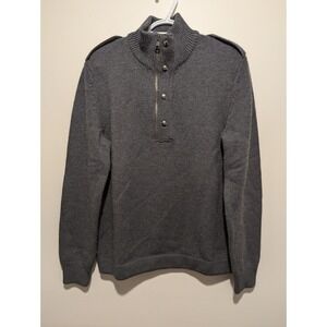 Banana‎ Republic BR Sweater Men's Medium Gray Blue Merino Wool Pullover Military